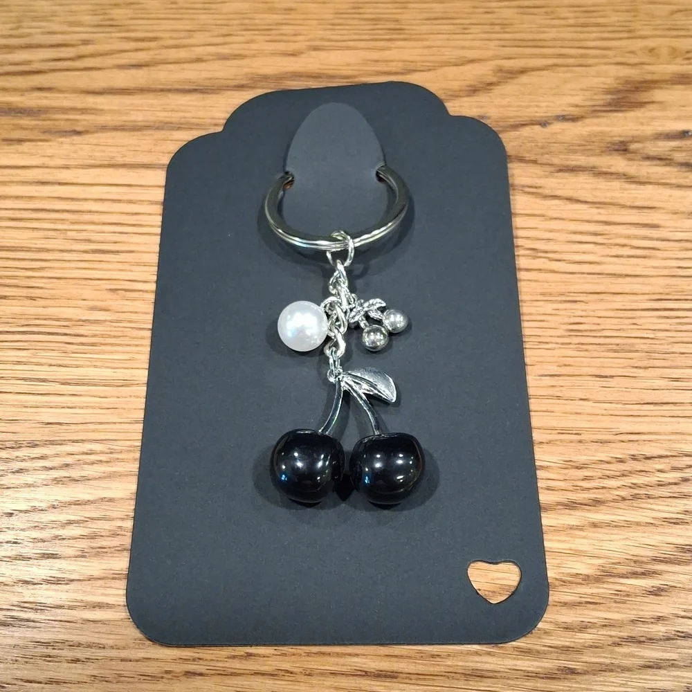 Silver & Black Cherry Handbag Charm/Keychain